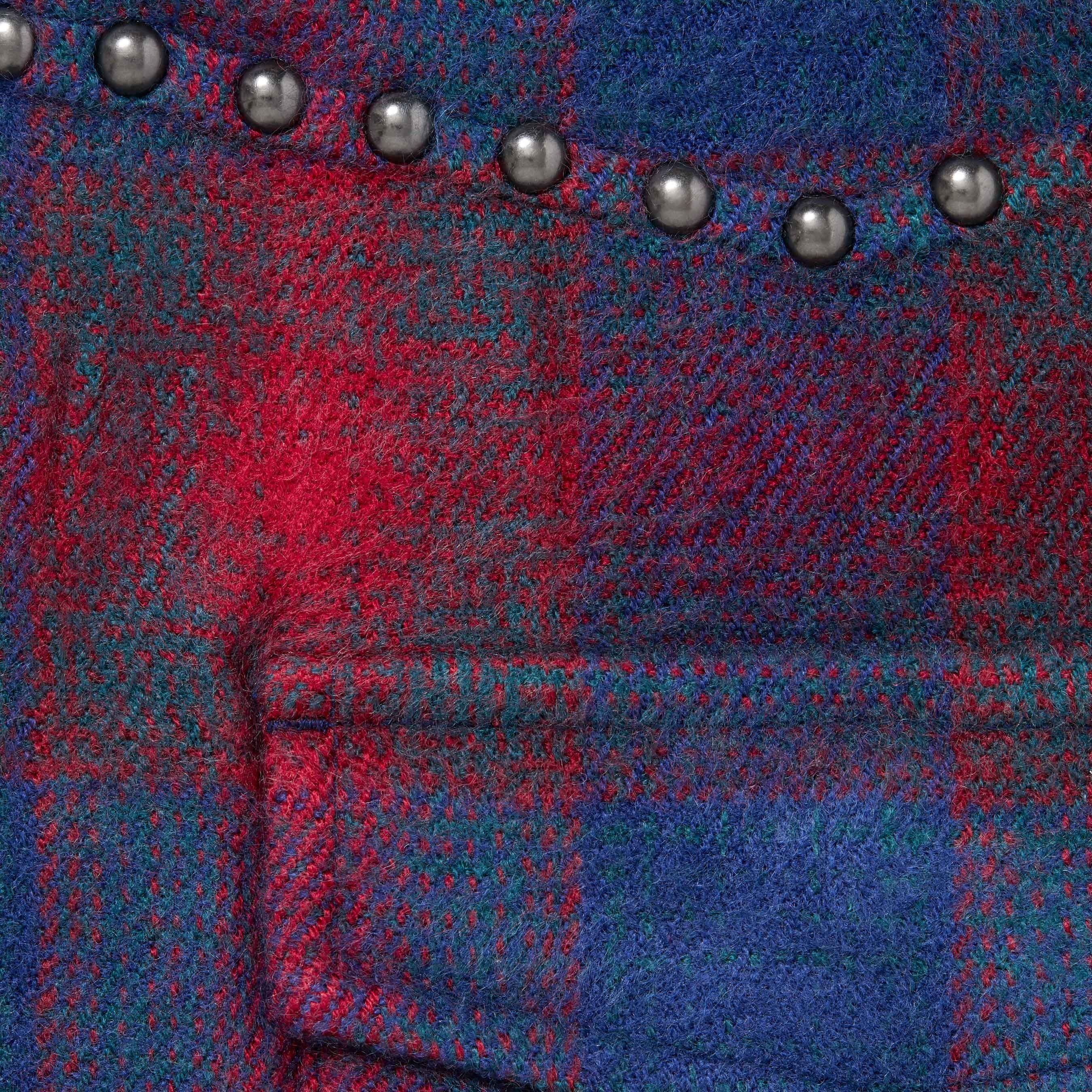 Studded Shadow Plaid Zip Up Shirt view 6